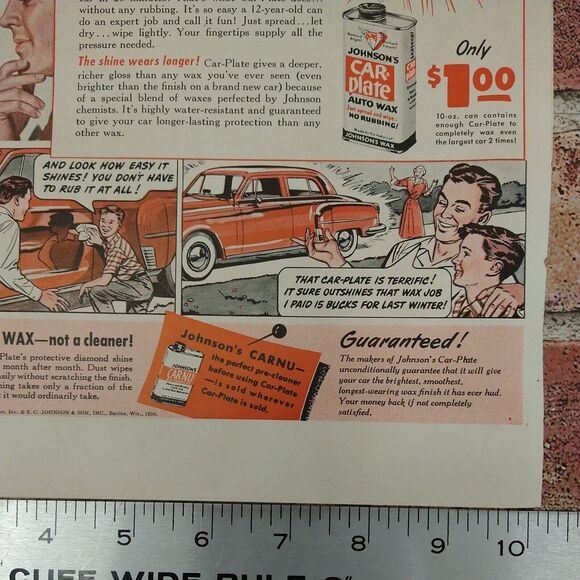 Johnson's Car-Plate Wax - Even a 12yo can - 1950 Original Retro Vtg PRINT AD - Picture 7 of 10